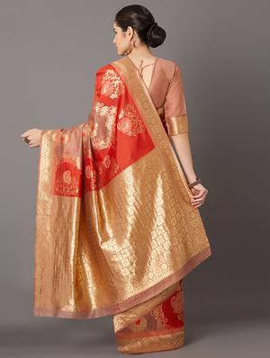 self design banarasi saree with blouse - 16954555 - Standard Image - 2