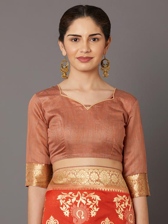 self design banarasi saree with blouse - 16954555 - Zoom Image - 3