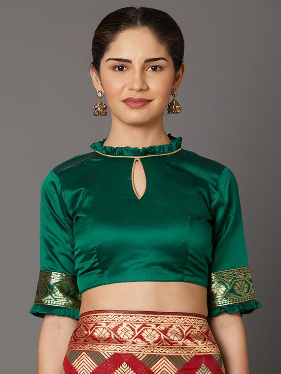 self design banarasi saree with blouse - 16954558 - Zoom Image - 3