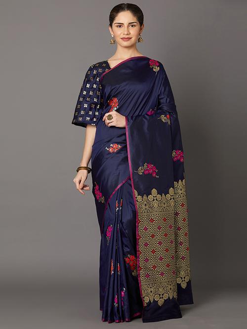 self design banarasi saree with blouse - 16954559 - Standard Image - 1