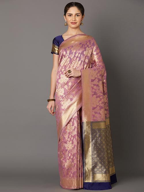 self design banarasi saree with blouse - 16954560 - Standard Image - 1