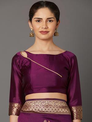 self design banarasi saree with blouse - 16954562 - Standard Image - 3