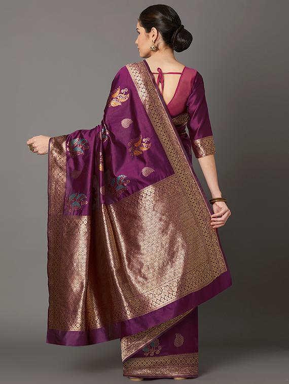self design banarasi saree with blouse - 16954562 - Zoom Image - 2