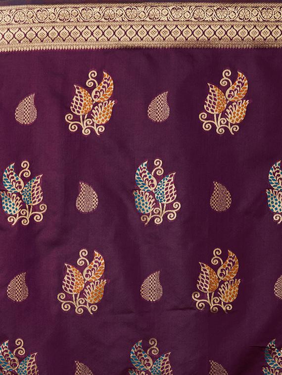 self design banarasi saree with blouse - 16954562 - Zoom Image - 4