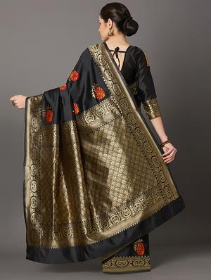 self design banarasi saree with blouse - 16954563 - Standard Image - 2