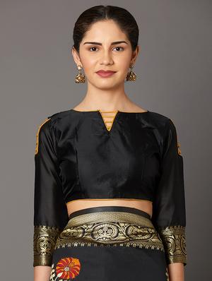 self design banarasi saree with blouse - 16954563 - Standard Image - 3
