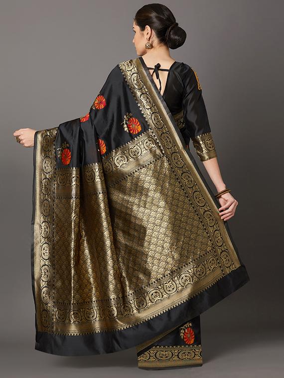 self design banarasi saree with blouse - 16954563 - Zoom Image - 2