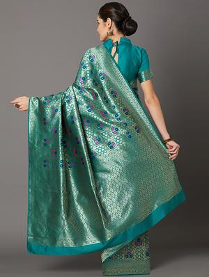 self design banarasi saree with blouse - 16954564 - Standard Image - 2