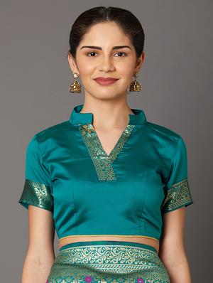 self design banarasi saree with blouse - 16954564 - Standard Image - 3