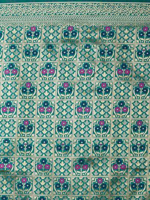 self design banarasi saree with blouse - 16954564 - Standard Image - 4