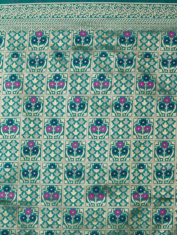 self design banarasi saree with blouse - 16954564 - Zoom Image - 4