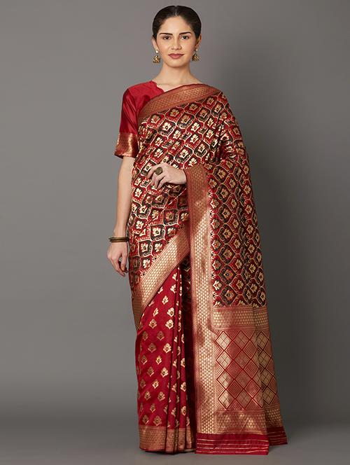 self design banarasi saree with blouse - 16954567 - Standard Image - 1