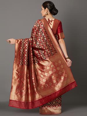 self design banarasi saree with blouse - 16954567 - Standard Image - 2