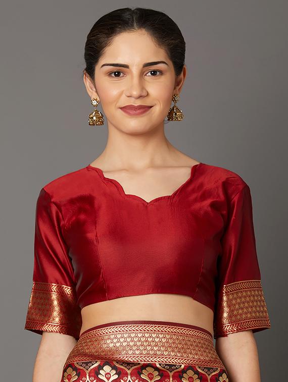 self design banarasi saree with blouse - 16954567 - Zoom Image - 3
