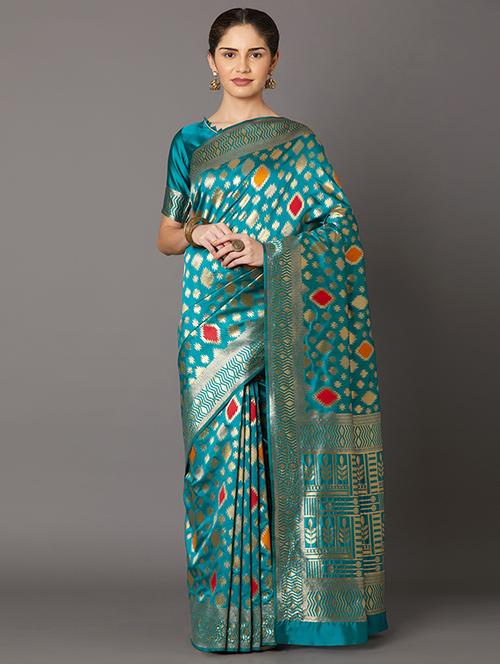 self design banarasi saree with blouse - 16954569 - Standard Image - 1