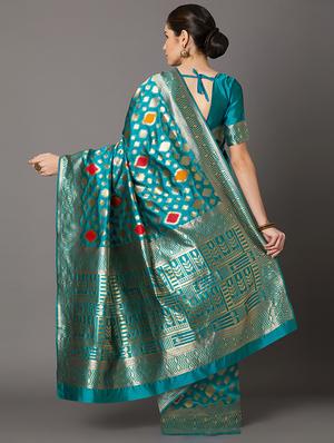 self design banarasi saree with blouse - 16954569 - Standard Image - 2