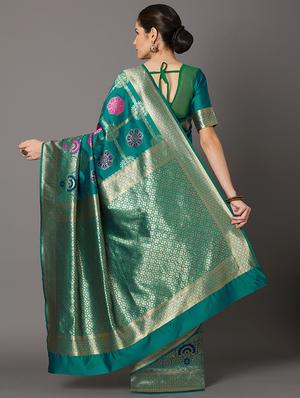 self design banarasi saree with blouse - 16954570 - Standard Image - 2