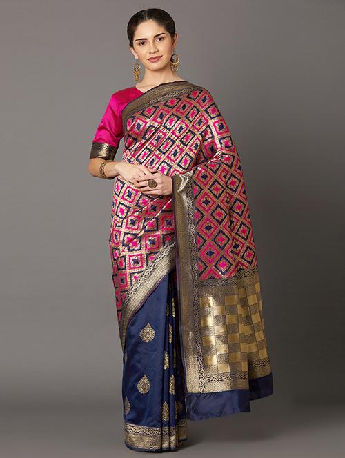 self design banarasi saree with blouse - 16954574 - Standard Image - 1