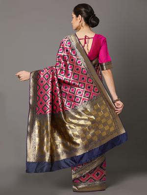 self design banarasi saree with blouse - 16954574 - Standard Image - 2