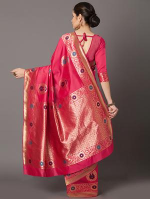 self design banarasi saree with blouse - 16954576 - Standard Image - 2