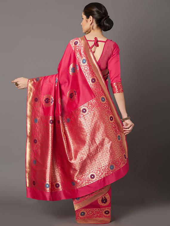 self design banarasi saree with blouse - 16954576 - Zoom Image - 2