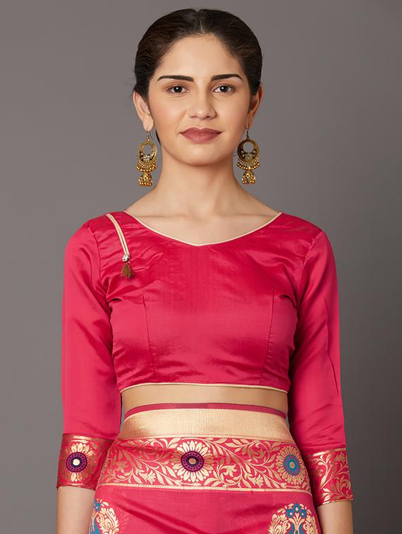 self design banarasi saree with blouse - 16954576 - Zoom Image - 3