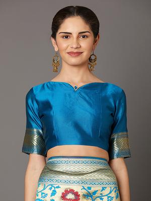 self design banarasi saree with blouse - 16954577 - Standard Image - 3