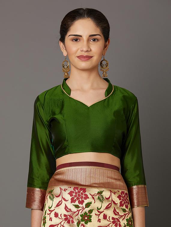 self design banarasi saree with blouse - 16954578 - Zoom Image - 3
