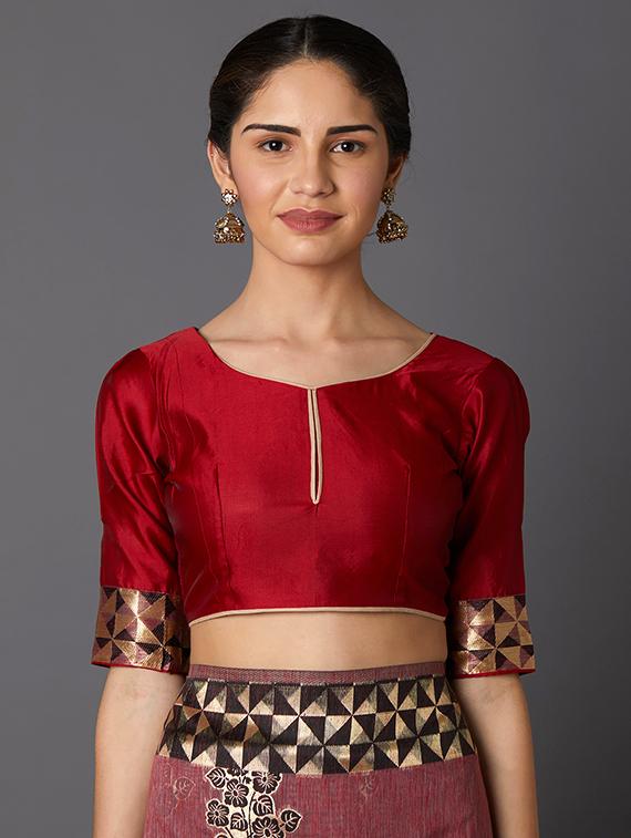 self design banarasi saree with blouse - 16954579 - Zoom Image - 3