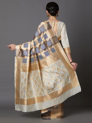 self design banarasi saree with blouse - 16954581 - Standard Image - 2