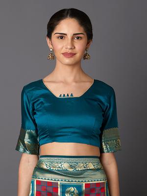 self design banarasi saree with blouse - 16954582 - Standard Image - 3