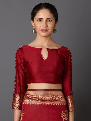 self design banarasi saree with blouse - 16954586 - Standard Image - 3