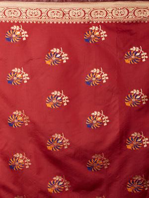 self design banarasi saree with blouse - 16954586 - Standard Image - 4
