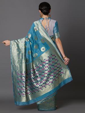self design banarasi saree with blouse - 16954588 - Standard Image - 2