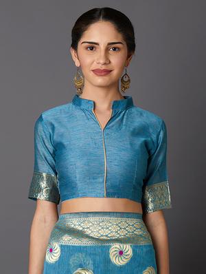 self design banarasi saree with blouse - 16954588 - Standard Image - 3