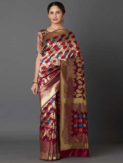 self design banarasi saree with blouse - 16954590 - Standard Image - 1