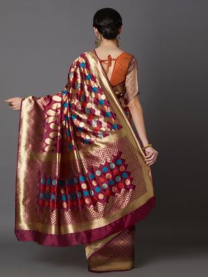 self design banarasi saree with blouse - 16954590 - Standard Image - 2