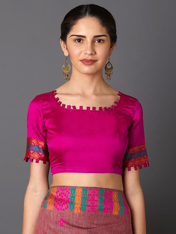 self design banarasi saree with blouse - 16954591 - Zoom Image - 3