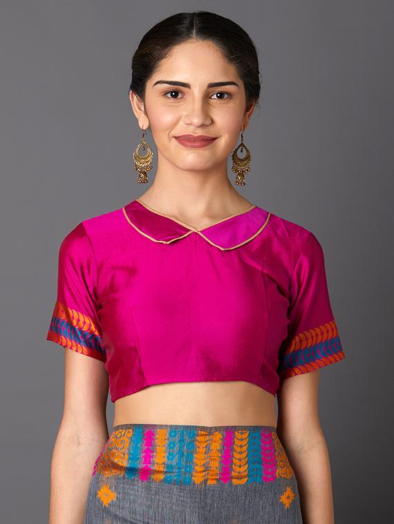 self design banarasi saree with blouse - 16954593 - Zoom Image - 3