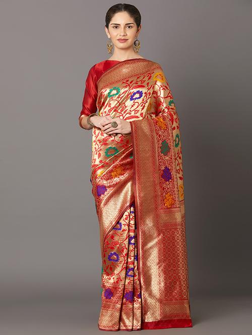 self design banarasi saree with blouse - 16954594 - Standard Image - 1