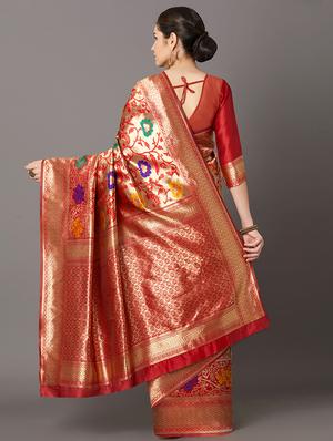 self design banarasi saree with blouse - 16954594 - Standard Image - 2