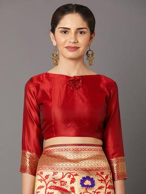 self design banarasi saree with blouse - 16954594 - Standard Image - 3