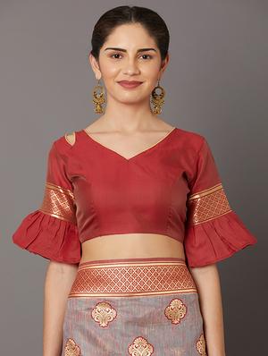 self design banarasi saree with blouse - 16954596 - Standard Image - 3