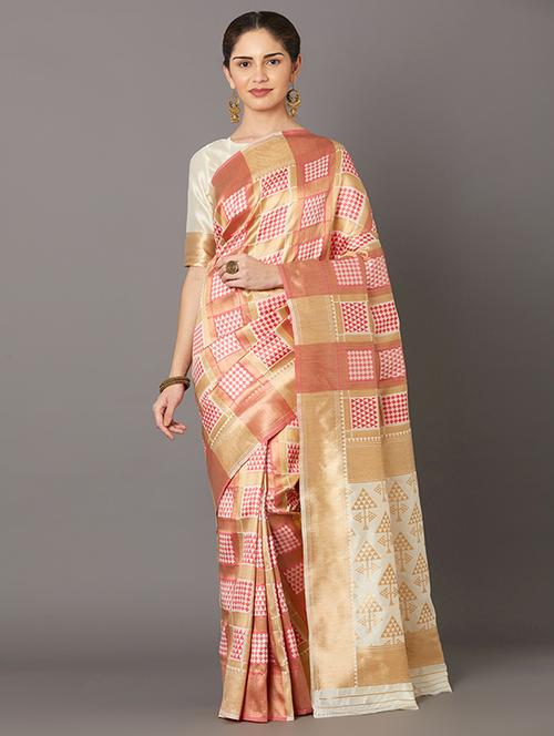 self design banarasi saree with blouse - 16954597 - Standard Image - 1