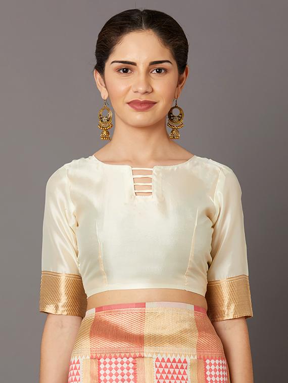 self design banarasi saree with blouse - 16954597 - Zoom Image - 3