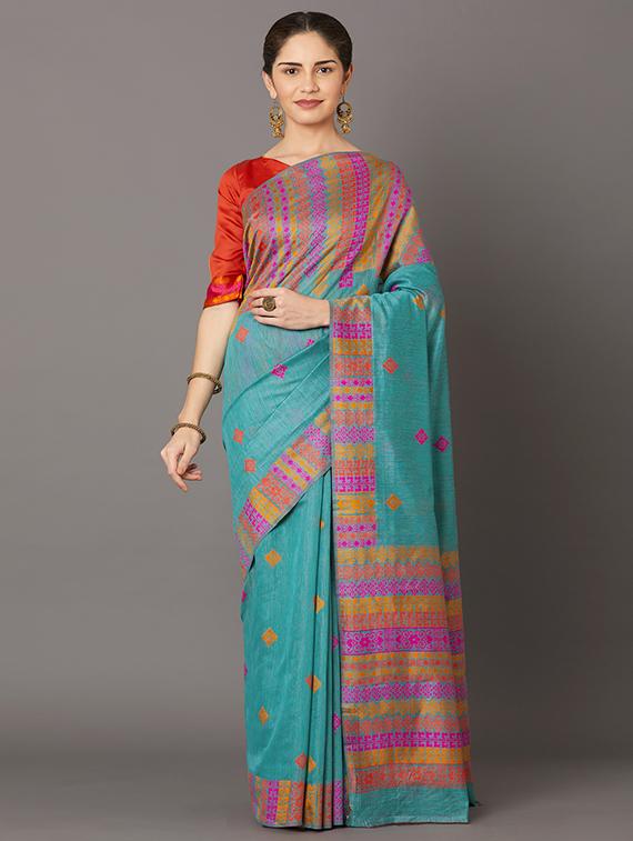 self design banarasi saree with blouse - 16954599 - Zoom Image - 1