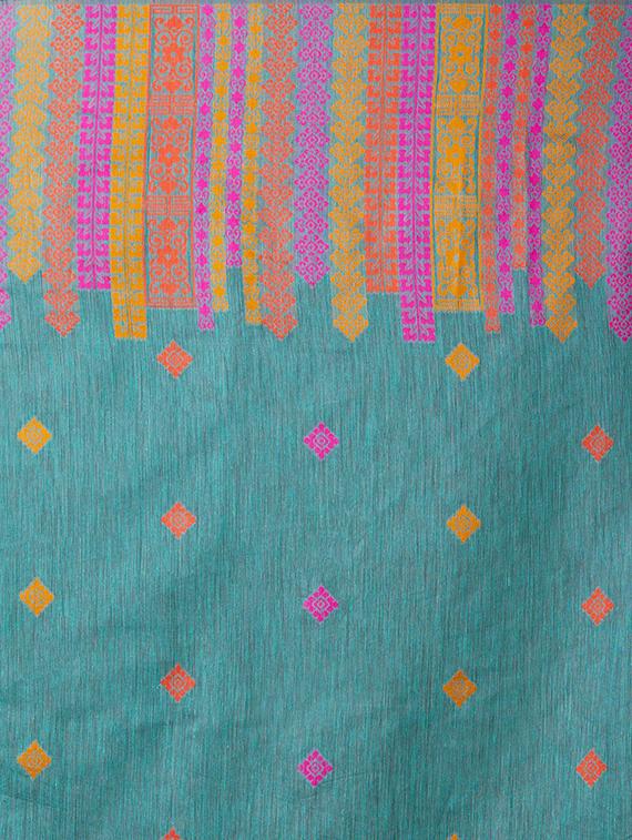 self design banarasi saree with blouse - 16954599 - Zoom Image - 4