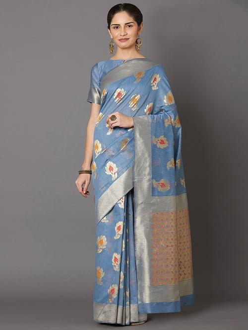 self design banarasi saree with blouse - 16954600 - Standard Image - 1