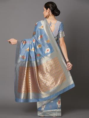 self design banarasi saree with blouse - 16954600 - Standard Image - 2