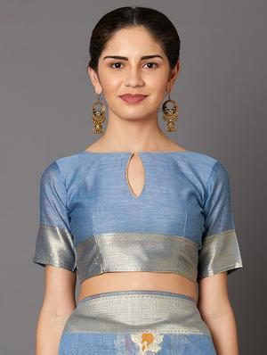self design banarasi saree with blouse - 16954600 - Standard Image - 3